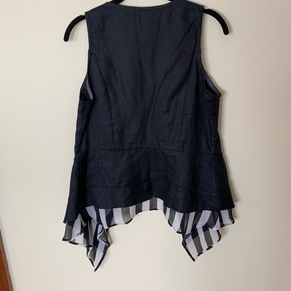 Myrine Pure Black Linen Vest Small - Picture 6 of 7
